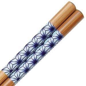  Blue Asanoha Bamboo Chopsticks