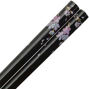 Cherry Blossoms on Black Japanese Style Chopsticks