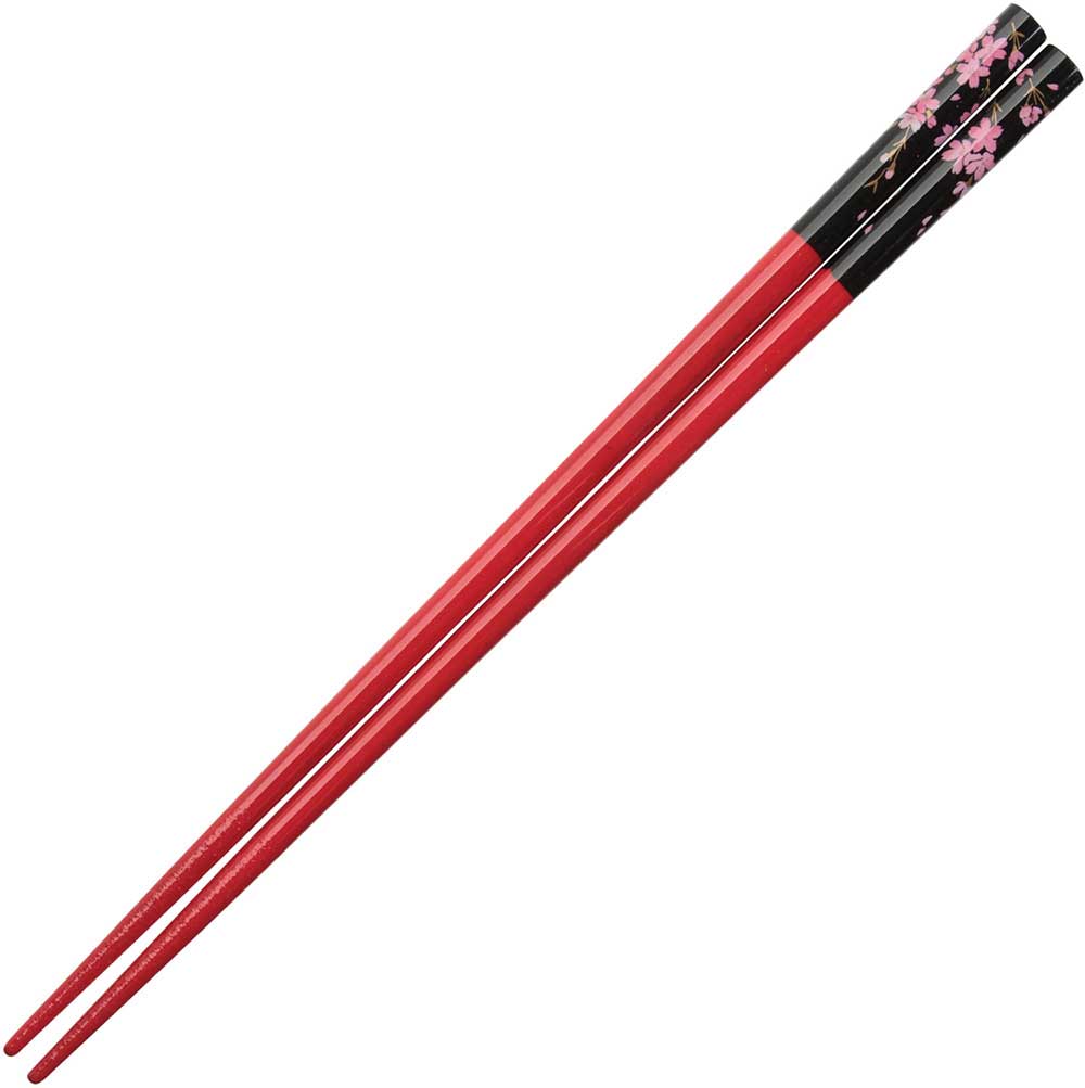Cherry Blossoms on Red Japanese Style Chopsticks