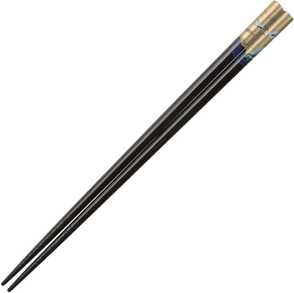 Cranes and Ocean on Black Japanese Style Chopsticks