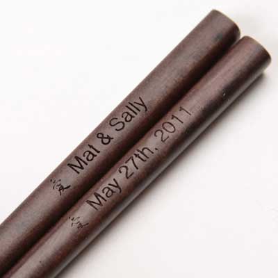 Dark Brown Wood Engraved Personalized Chopsticks
