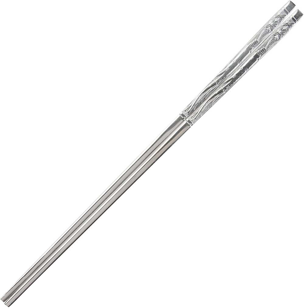 Wholesale Korean Stainless Steel Chopsticks Embossed Bamboo