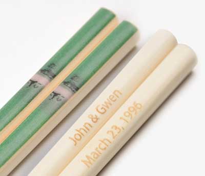 Bamboo Green Design Engraved Chopsticks