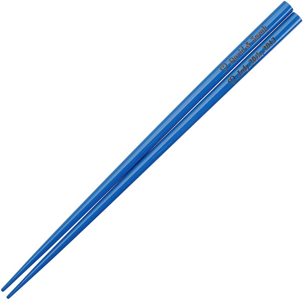 Blue Engraved Personalized Chopsticks