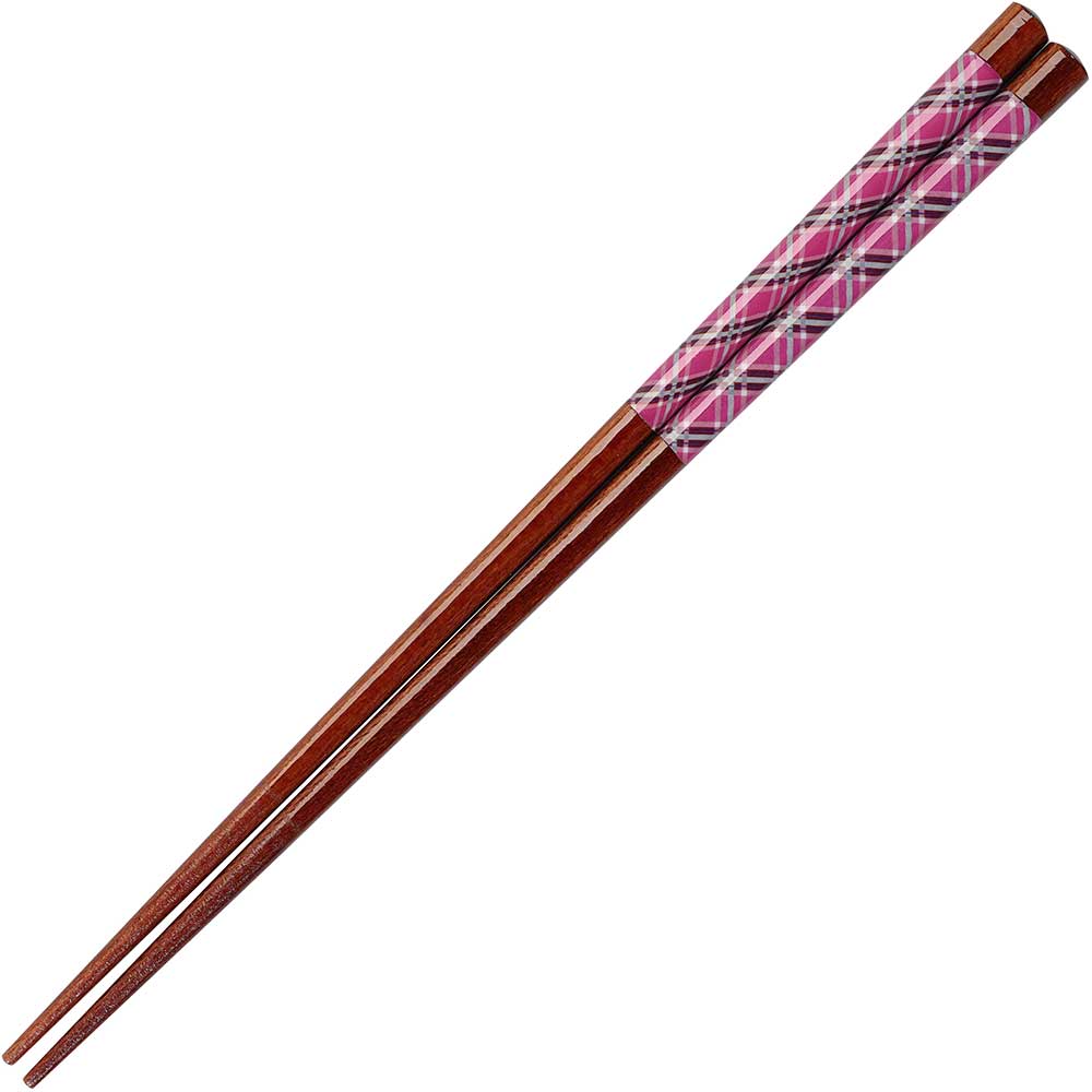  Plaid Magenta Wood Japanese Chopsticks