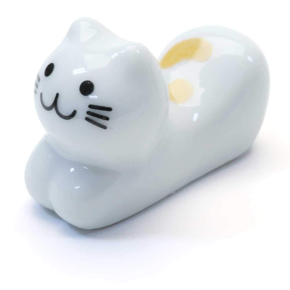 Resting Cat Chopstick Holder White