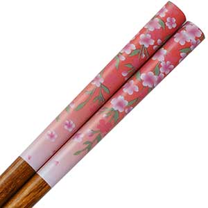 Sakura Pink on Natural Wood Chopsticks