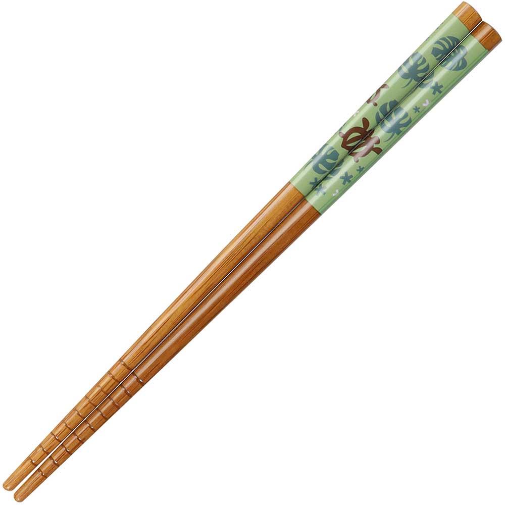 Turtles on Green Kids Bamboo Chopsticks