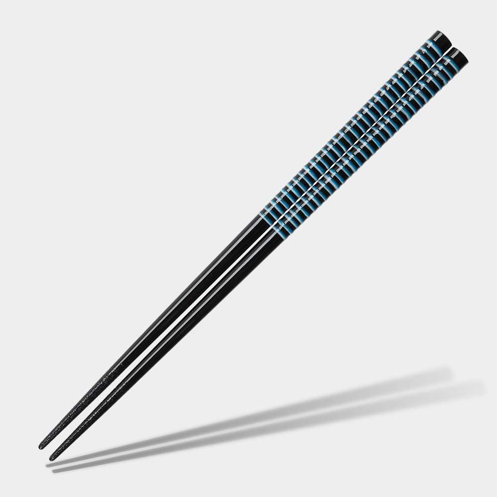 White Dew Ribbed Blue Chopsticks