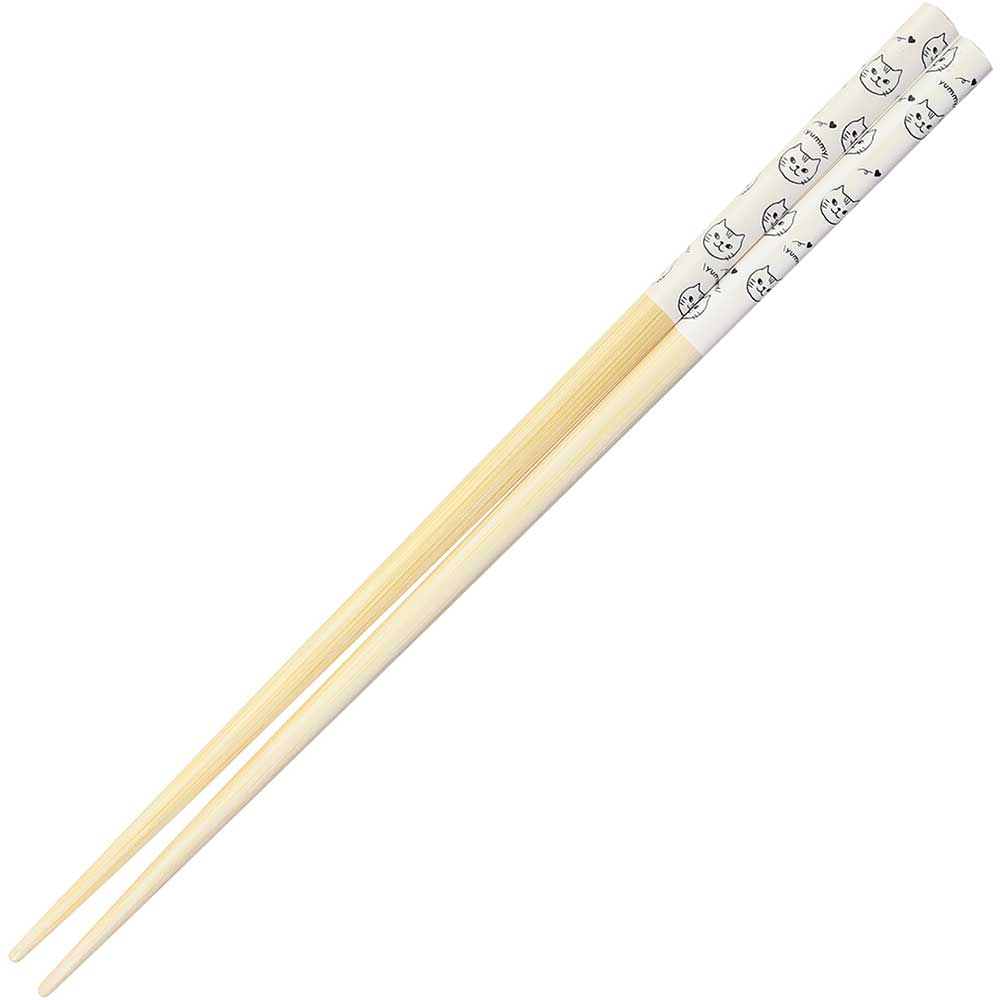 Yummy Cat White Bamboo Chopsticks