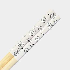 Yummy Cat White Bamboo Chopsticks