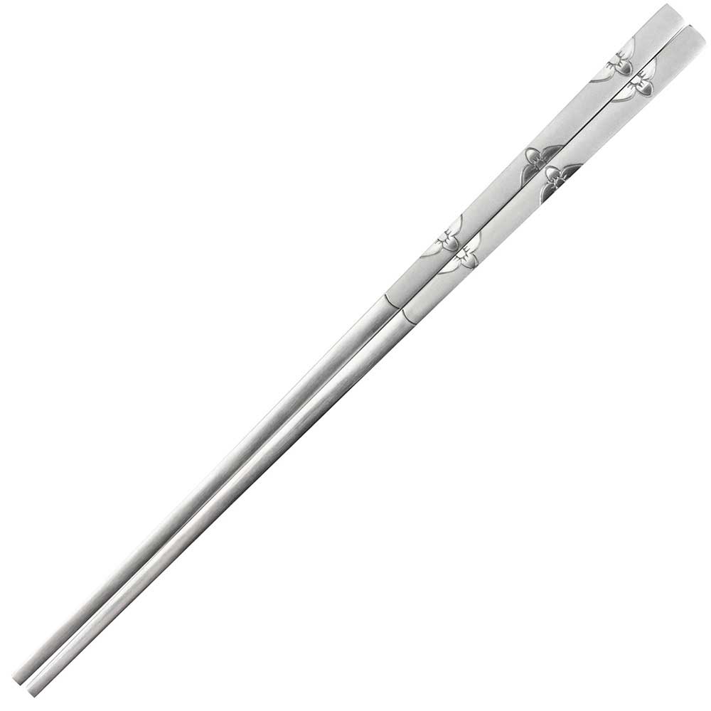 Korean Stainless Steel Chopsticks with Brushed Flowers Design